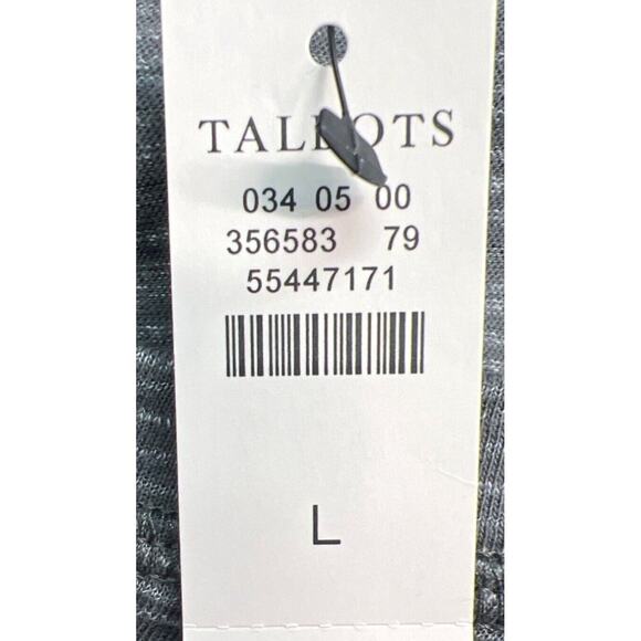 T By Talbots Tie Front T Shirt Dress L Gray Alamedia Stripe Stretch Feminine NEW - Picture 9 of 11